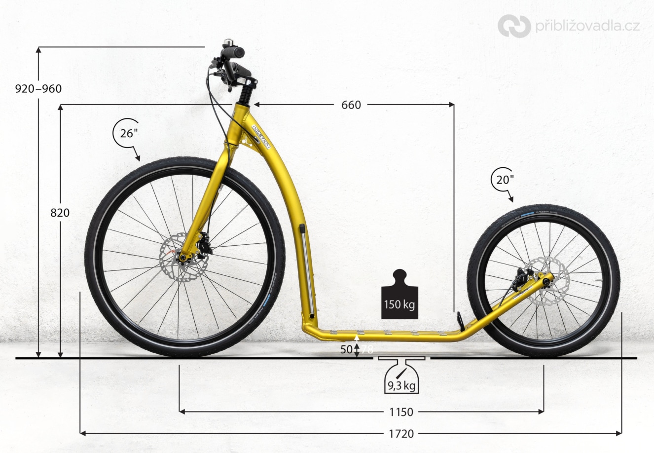 Kostka Tour Pro (G7) – rozměry a hmotnost (vč. stojánku)