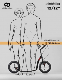 Výška řídítek – koloběžky s předním kolem 12"