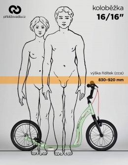 Výška řídítek – koloběžky s předním kolem 16"