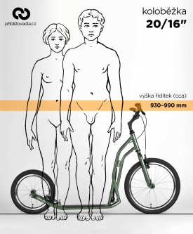 Výška řídítek – koloběžky s předním kolem 20"